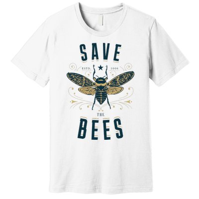 Retro Save The Bees Apiary Bee Beekeeper Earth Day Premium T-Shirt