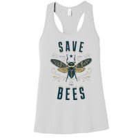 Retro Save The Bees Apiary Bee Beekeeper Earth Day Women's Racerback Tank