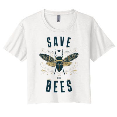 Retro Save The Bees Apiary Bee Beekeeper Earth Day Women's Crop Top Tee