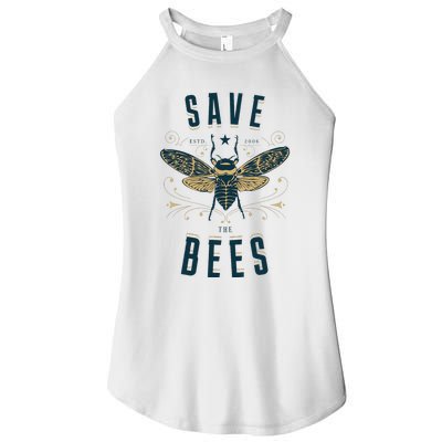 Retro Save The Bees Apiary Bee Beekeeper Earth Day Women’s Perfect Tri Rocker Tank