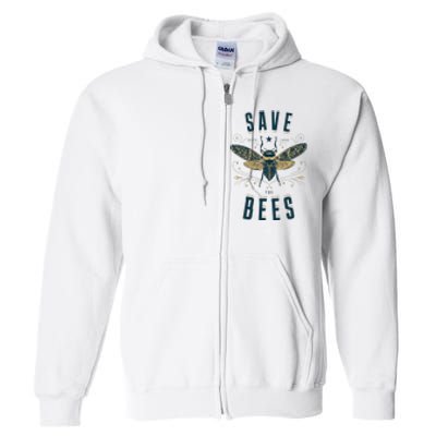 Retro Save The Bees Apiary Bee Beekeeper Earth Day Full Zip Hoodie