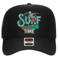 Retro Surf Time Skull High Crown Mesh Back Trucker Hat