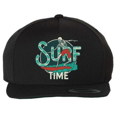 Retro Surf Time Skull Wool Snapback Cap