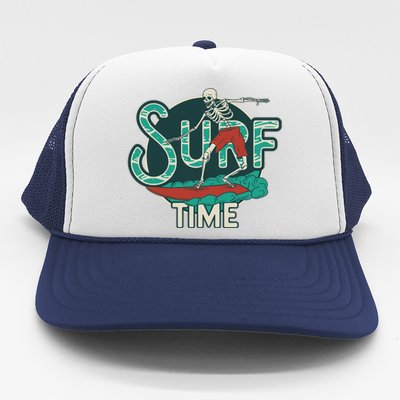 Retro Surf Time Skull Trucker Hat