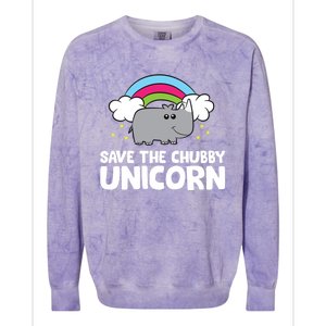 Rhinoceros Save The Chubby Unicorn Love Rhinos Gift Colorblast Crewneck Sweatshirt