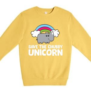 Rhinoceros Save The Chubby Unicorn Love Rhinos Gift Premium Crewneck Sweatshirt