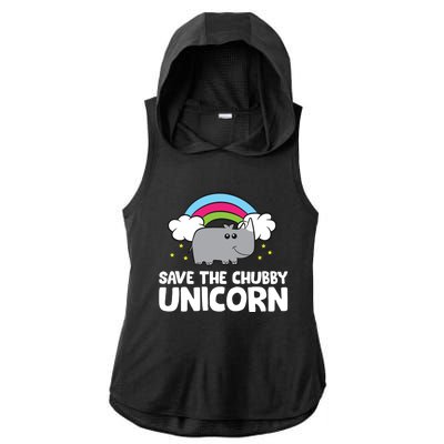 Rhinoceros Save The Chubby Unicorn Love Rhinos Gift Ladies PosiCharge Tri-Blend Wicking Draft Hoodie Tank