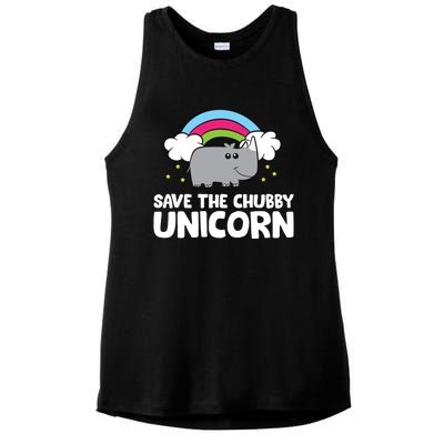 Rhinoceros Save The Chubby Unicorn Love Rhinos Gift Ladies PosiCharge Tri-Blend Wicking Tank