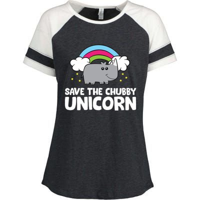 Rhinoceros Save The Chubby Unicorn Love Rhinos Gift Enza Ladies Jersey Colorblock Tee