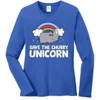 Rhinoceros Save The Chubby Unicorn Love Rhinos Gift Ladies Long Sleeve Shirt