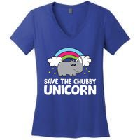 Rhinoceros Save The Chubby Unicorn Love Rhinos Gift Women's V-Neck T-Shirt