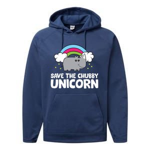 Rhinoceros Save The Chubby Unicorn Love Rhinos Gift Performance Fleece Hoodie