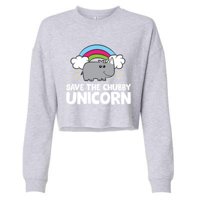 Rhinoceros Save The Chubby Unicorn Love Rhinos Gift Cropped Pullover Crew