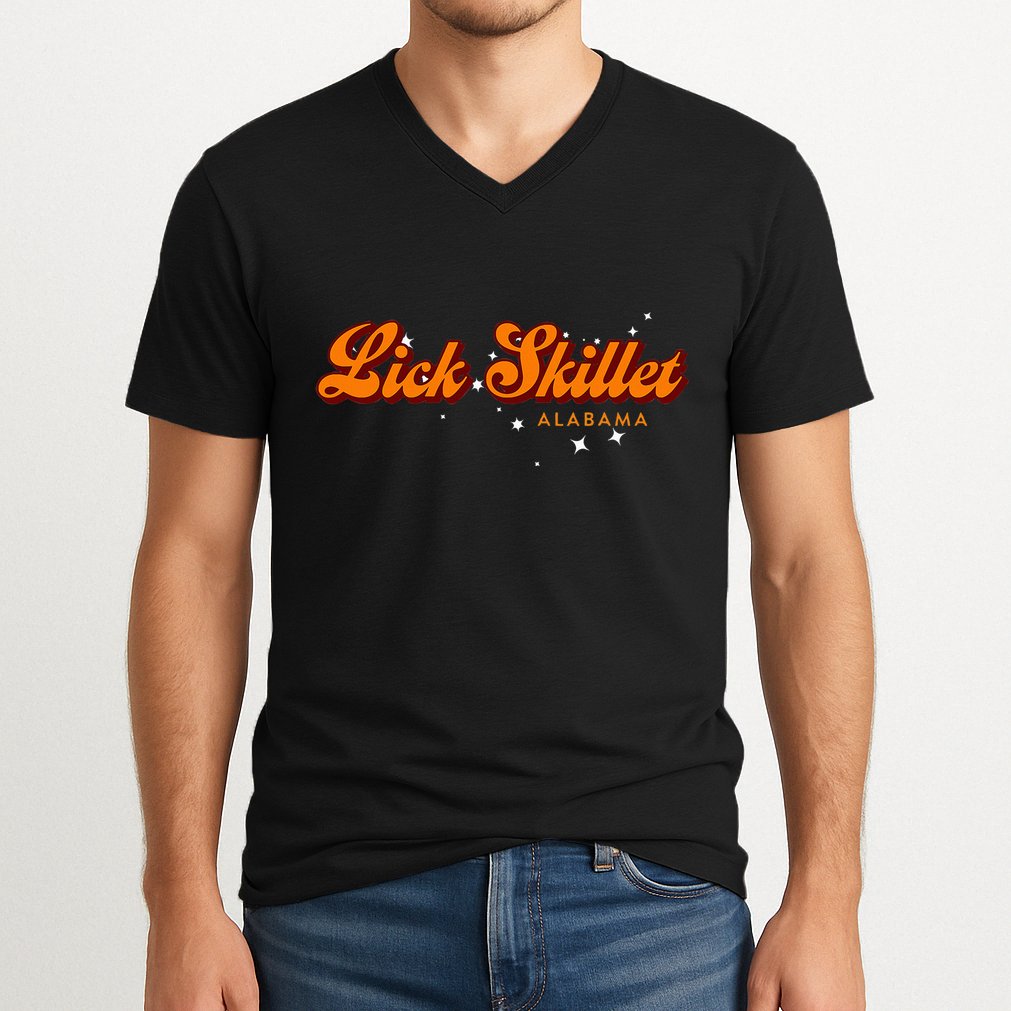 Retro Small Town Alabama Lick Skillet V-Neck T-Shirt