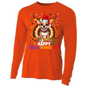 Reindeer Santa Turkey Chihuahua Dog Happy Hallothanksmas Gift Cooling Performance Long Sleeve Crew