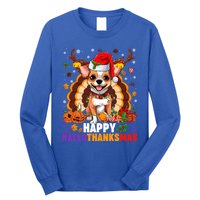 Reindeer Santa Turkey Chihuahua Dog Happy Hallothanksmas Gift Long Sleeve Shirt