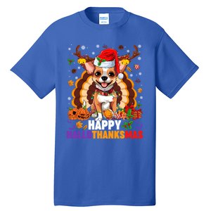 Reindeer Santa Turkey Chihuahua Dog Happy Hallothanksmas Gift Tall T-Shirt