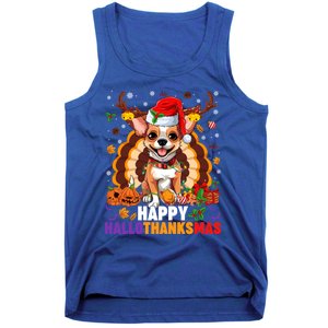 Reindeer Santa Turkey Chihuahua Dog Happy Hallothanksmas Gift Tank Top