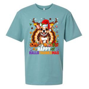 Reindeer Santa Turkey Chihuahua Dog Happy Hallothanksmas Gift Sueded Cloud Jersey T-Shirt