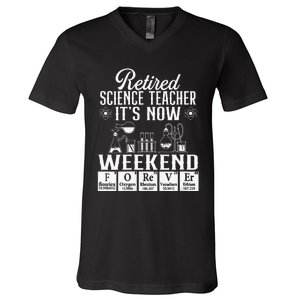 Retired Science Teacher Weekend School Retirement Gift V-Neck T-Shirt