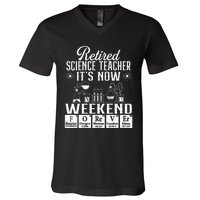 Retired Science Teacher Weekend School Retirement Gift V-Neck T-Shirt