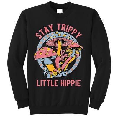 Retro Stay Trippy Little Hippie Groovy Cottagecore Mushroom Sweatshirt