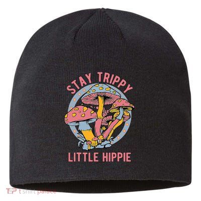 Retro Stay Trippy Little Hippie Groovy Cottagecore Mushroom Sustainable Beanie