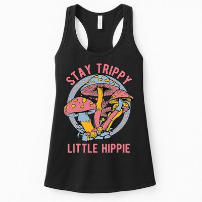 Retro Stay Trippy Little Hippie Groovy Cottagecore Mushroom Womens Tank Top