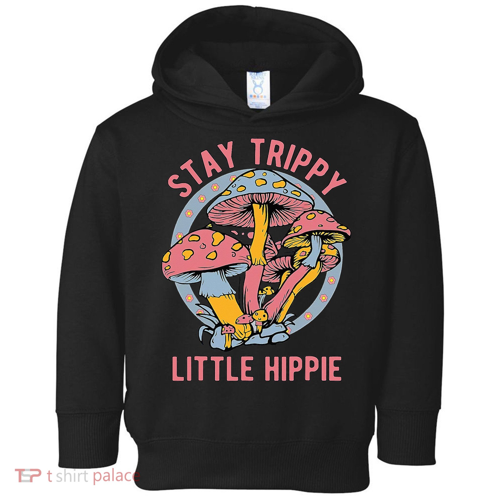 Retro Stay Trippy Little Hippie Groovy Cottagecore Mushroom Toddler Hoodie