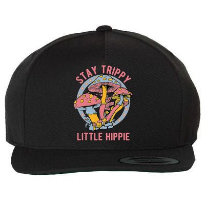 Retro Stay Trippy Little Hippie Groovy Cottagecore Mushroom Wool Snapback Cap