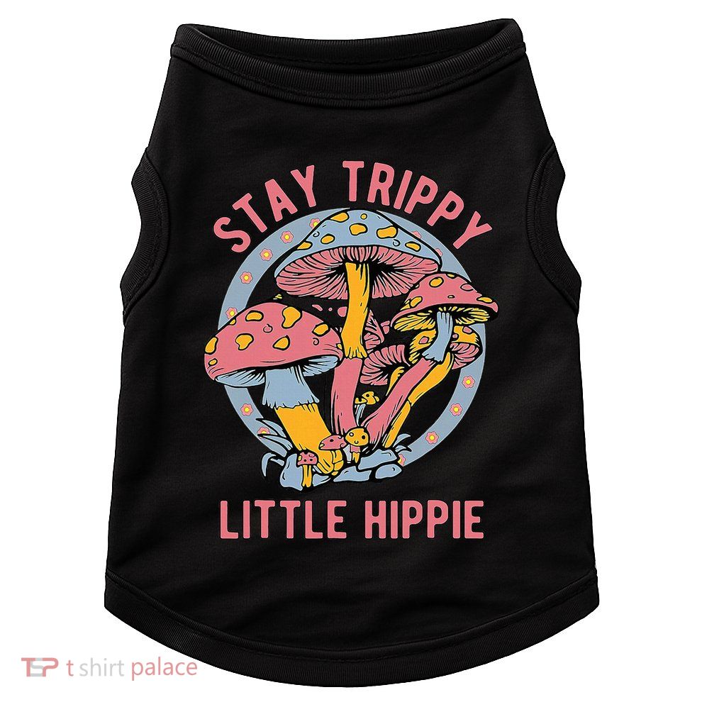 Retro Stay Trippy Little Hippie Groovy Cottagecore Mushroom Doggie Tank