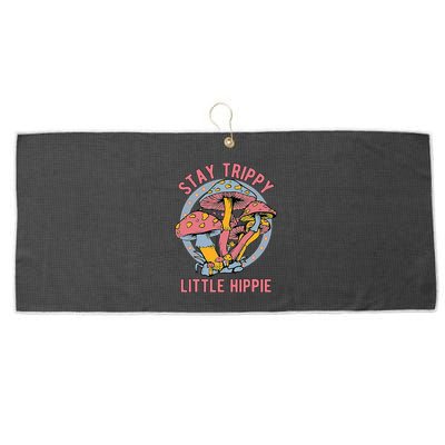 Retro Stay Trippy Little Hippie Groovy Cottagecore Mushroom Large Microfiber Waffle Golf Towel