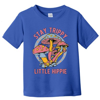 Retro Stay Trippy Little Hippie Groovy Cottagecore Mushroom Toddler T-Shirt