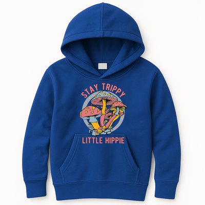 Retro Stay Trippy Little Hippie Groovy Cottagecore Mushroom Kids Hoodie
