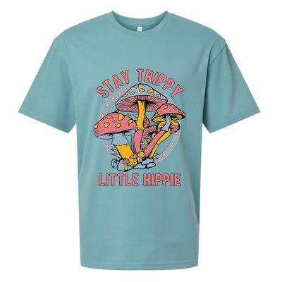 Retro Stay Trippy Little Hippie Groovy Cottagecore Mushroom Sueded Cloud Jersey T-Shirt
