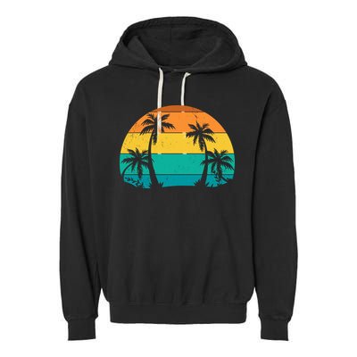 Retro Summer Tropical Beach Garment-Dyed Fleece Hoodie