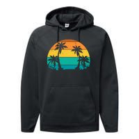 Retro Summer Tropical Beach Performance Fleece Hoodie