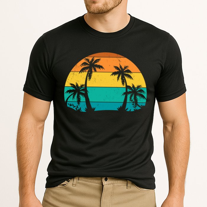 Retro Summer Tropical Beach Cooling Performance Crew T-Shirt
