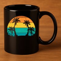 Retro Summer Tropical Beach 11oz C Handle Ceramic Mug