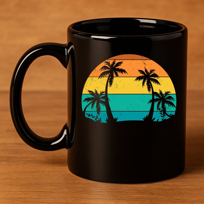 Retro Summer Tropical Beach 11oz C Handle Ceramic Mug