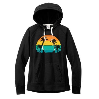 Retro Summer Tropical Beach Women's Fleece Hoodie