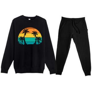 Retro Summer Tropical Beach Premium Crewneck Sweatsuit Set