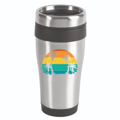 Retro Summer Tropical Beach 16oz Travel Tumbler