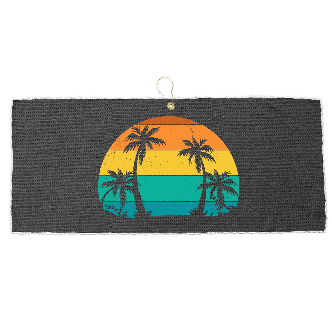 Retro Summer Tropical Beach Large Microfiber Waffle Golf Towel