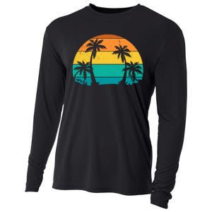 Retro Summer Tropical Beach Cooling Performance Long Sleeve Crew