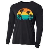 Retro Summer Tropical Beach Cooling Performance Long Sleeve Crew