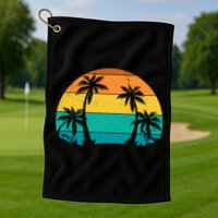 Retro Summer Tropical Beach Golf Towel