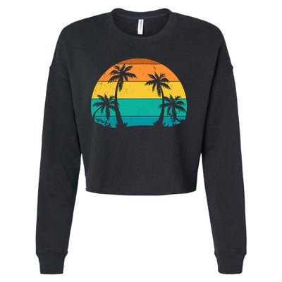 Retro Summer Tropical Beach Cropped Pullover Crew