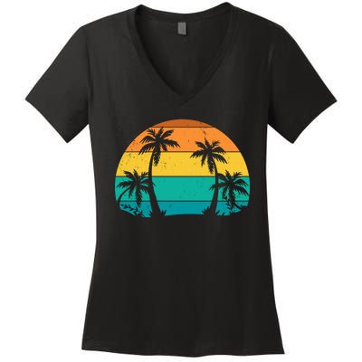 Retro Summer Tropical Beach Women's V-Neck T-Shirt