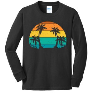 Retro Summer Tropical Beach Kids Long Sleeve Shirt